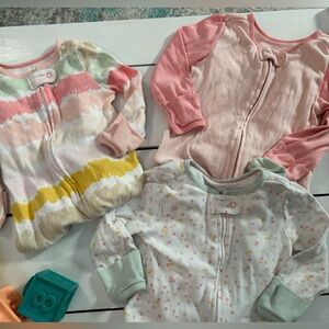 Cloud Island Pastel Baby Footie Onesies Set for Baby Girl